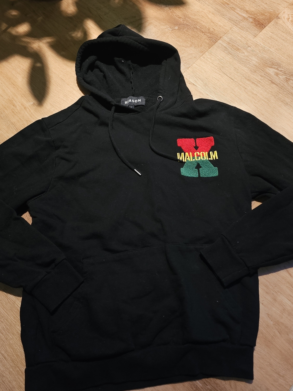 Vintage Y2K Reason Malcom X Carpet Patch Print Hoodie Sweatshirt Size Large